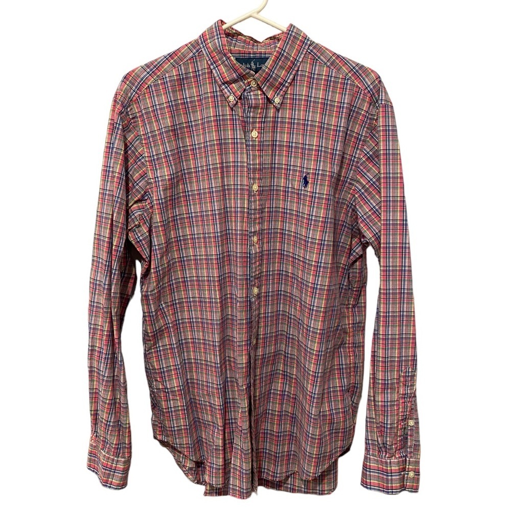 Ralph Lauren Long Sleeve Button up Shirt Pink and Purple stripe Large